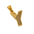 Gold plated titanium steel letter Y pendant with unique bark texture finish - Y-Single Pendant