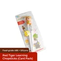 Orange tiger-themed training chopsticks for kids made of food-grade ABS and silicone - Yellow Tiger Training Chopsticks (Paper Card)