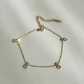 Detail of 18k gold plated bracelet featuring double zircon accents and lobster clasp - 20+5cm Anklet