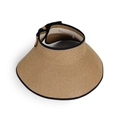 Dettaglio ravvicinato del cappello di paglia con trama intrecciata e bordo in tessuto nero - M (56-58cm) / Cachi