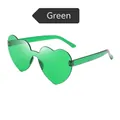 Rimless heart-shaped sunglasses in vibrant green translucent resin with a modern look - Cyan