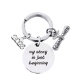 2025 Graduate keychain in silver stainless steel with My Story Is Just Beginning text - Silver-Style C (2025 Beginning)