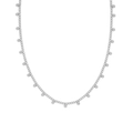 Minimalistische zilveren kralenketting van gepolijst staal met symmetrisch design - Zilver