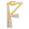 18K gold letter F pendant accessory with white cubic zirconia micro-pave setting - Letter F