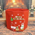 Copribase per albero di Natale rosso in tessuto non tessuto con motivi di pupazzo di neve - Babbo Natale e Pupazzo di neve / Rosso