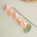 Handmade crochet Lily of the Valley pink flower bouquet with green leaves and stem - Lily of the Valley (5-Head Single) / Pink