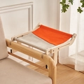 Solid wood hanging cat bed with orange and grey canvas mounted on a wooden chair - Upgraded Style A / Grey Orange Gradient
