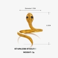 Anello a serpente in acciaio inossidabile dorato con scaglie e design regolabile - Oro
