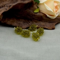 Olive green translucent grape pendant with metal ring on natural wood background - Large Grass Green Grape