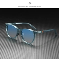 Polarized sunglasses featuring a transparent blue frame with gradient blue lenses - Transparent Blue / Gradient Blue Lens