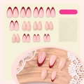 Bourgondische Franse persnagels met gouden 3D-accenten en manicure-accessoireset - Rode French Met 3D Gouden Lijn (3XB1-13788) / 24 Stuks/Doos