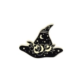 Cartoon black witch hat enamel pin with rose and crescent moon patterns - Witch Hat with Roses