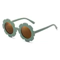 Fashionable kids sunflower sunglasses in sage green with round tinted lenses - Kids / C19 Grass Green Frame Brown Lens