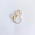 Pendentif chat mignon en émail blanc avec bordure dorée pour bijoux faits main - 11# (Chat Blanc)