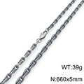 Dark grey bamboo link chain necklace in stainless steel with lobster clasp 660mm - Silver Gray 660x5mm 39g(KN295406-KFC)