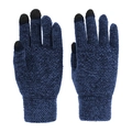 Dettaglio guanti in maglia blu scuro con punte touch screen e polsini a coste antivento - Blu navy
