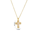 Golden cross necklace with micro-paved emerald green and white zircons 2.6cm pendant - Gold All-White Zircon Cross (A768)