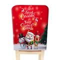 Christmas chair cover featuring cartoon Santa and snowman prints in festive red - Christmas Single Side Print 1