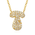 Gold-plated mushroom pendant necklace with sparkling micro-pave cubic zirconia crystals - Letter T (Mushroom)