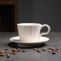 Minimalist white ceramic coffee cup and saucer set with vertical textured finish - 251-small-piano Key Cup + Saucer (white) 200ml / Universal