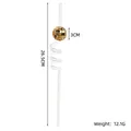 Transparent spiral straw with 3cm gold disco ball decoration and dimension markings - 3cm Gold Mirror Ball Straw / Gold