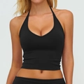 Zwart halternek yogavest voor dames met geborstelde stof en een slanke atletische pasvorm - S / Premium Zwart