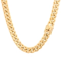 Bracciale cubano in acciaio inossidabile placcato oro con chiusura a scatto di drago - Collana / Oro
