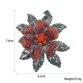 Retro rose flower brooch with red and orange rhinestones in vintage silver finish - XD823033 Vintage Orange Red Flower