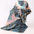 Double-sided velvet beach towel with pink and blue geometric patterns in a large size - S-Retro Geometric Semicircle Color Blocks