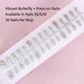 Cat eye gradient false nails with butterfly print, 30pcs set available in XS S M sizes - Purple Vivid Butterfly Style (MY029-T)