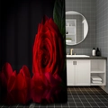Dettaglio della stampa digitale con rosa rossa su tenda da doccia impermeabile di qualità - 90*180cm / YS-C Nero Rosa Velluto