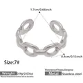 Silver chain design open ring in stainless steel, size 7 waterproof jewelry for women - Size 7