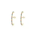 Elegant S925 sterling silver long curved earrings with colorful cubic zirconia - 925 Silver / Gold