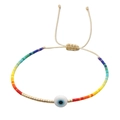 Bracelet en perles Heishi arc-en-ciel avec œil protecteur bleu et cordon ajustable - Arc-en-ciel-Mauvais Œil