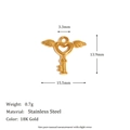 18K gold plated stainless steel heart wing key pendant charm with size dimensions - Angel Key Pendant - Gold