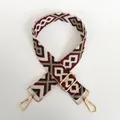 Detail of adjustable woven canvas strap with diamond patterns and golden metal snap hooks - Pattern No. 4