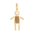 Détail d'un pendentif en laiton plaqué or 18K avec figurine de garçon et fille et zircon - Garçon - Août (Vert Clair)