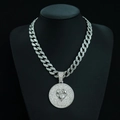Silver Scorpio zodiac necklace with iced out round pendant on cuban link chain - Scorpio with 18inch Cuban Chain / Silver