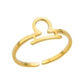 Gold-plated stainless steel Libra zodiac open ring with minimalist adjustable design - Libra