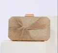 Sparkling gold evening clutch bag with pleated shimmer fabric and metallic handle - Glitter Pleated Box - Gold