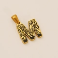 Eleganter 18k vergoldeter Buchstabe M Anhänger mit schwarzer Emaille Textur - Buchstabe M Anhänger