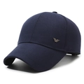 Dark blue baseball cap with metallic eagle logo and subtle checkered fabric texture - Navy Blue / Adjustable