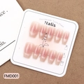 Cat eye press-on nails with pink gradient and shimmer in short square-oval shape - XS / Cat Eye Nude Pink Gradient (FMD001)