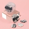 Mini marble pattern finger puff set for concealer and makeup in a round clear box - Mangosteen Pie + Black White Thumb Puff Set