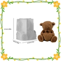 3D bear silicone mold for candles with dimensions 6.5x6.3cm and finished sample - Heart-shaped Bear 002 / Silicone Mold