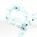 Light blue heart-shaped ceramic evil eye beads for handmade jewelry and DIY accessories - 13x14mm / Ice Blue