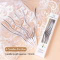 Set of six silver spiral birthday candles with holders in luxury gift box packaging - Silver