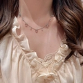 Elegant silver heart necklace with icy clear water-drop pendants on a minimalist chain - Silver Heart Necklace (Adjustable)