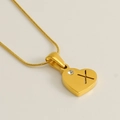 Collier coeur plaqué or 18K avec lettre X gravée et pendentif en cristal étincelant - Lettre X