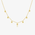 Elegant gold necklace featuring seven sunburst star pendants with a polished finish - Gold Sunburst Necklace
